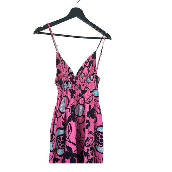 Zara Pink Black Floral Poplin Spaghetti Strap Midi Dress Small - Picture 4 of 9